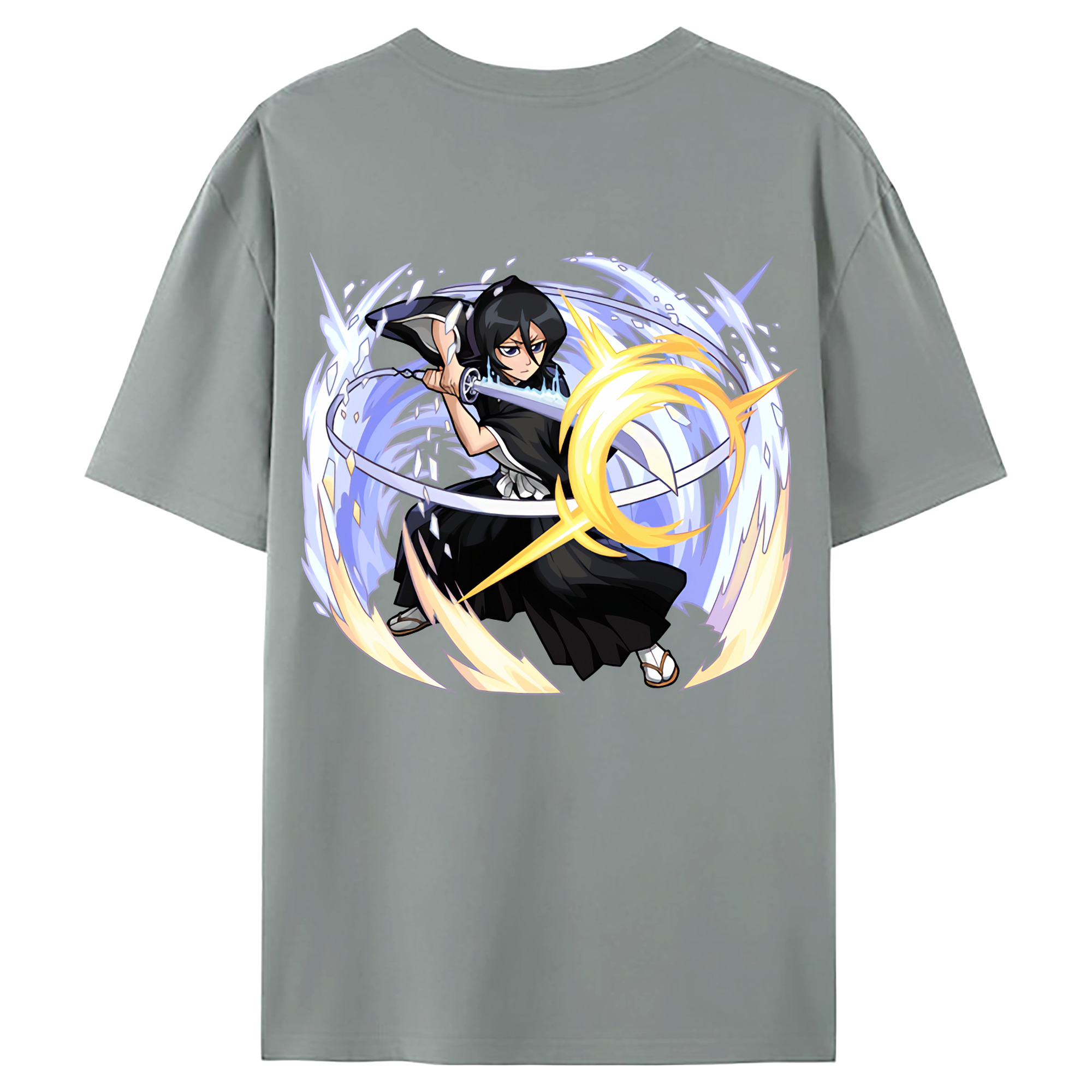 （画像用） ブリーチ 朽木ルキア BLEACH Kuchiki Rukia 綿100％ メンズ半袖Tシャツ（バックプリント） 通気性